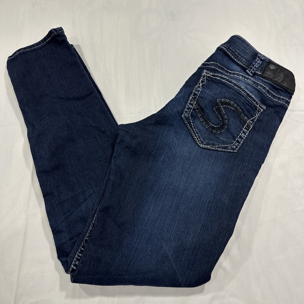 Y2K Silver Jeans Co Suki Low Rise Skinny Blue Denim Jeans W30 L31